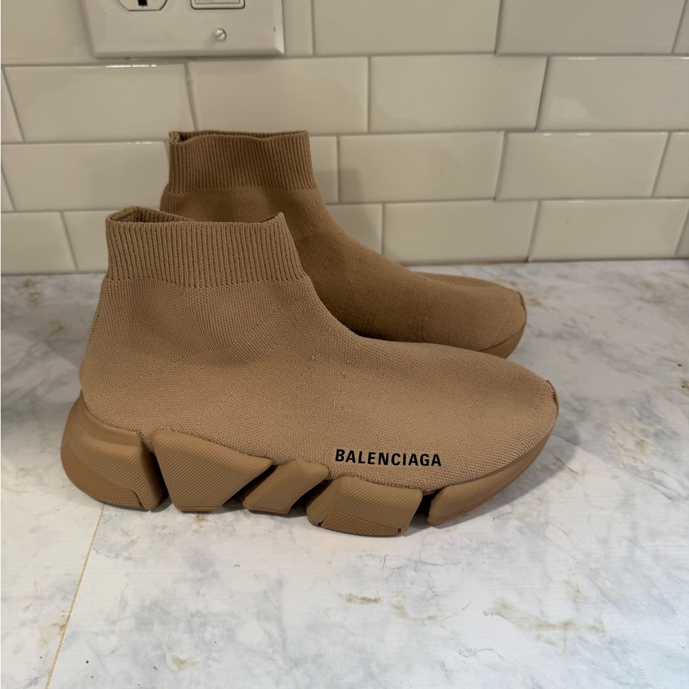 Balenciaga Beige Knit Sneakers